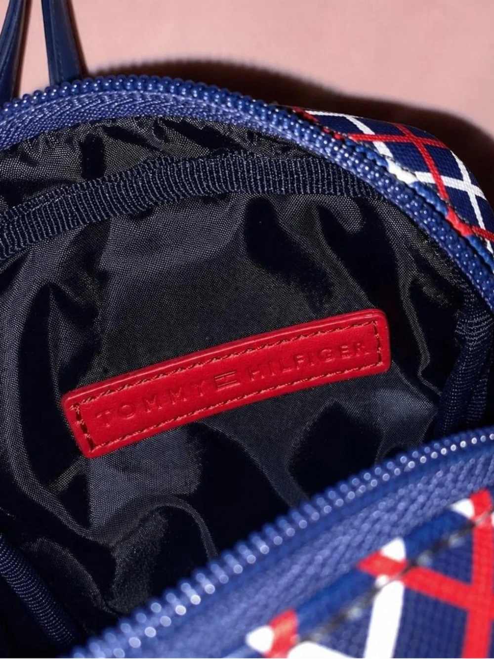 Tommy Hilfiger Navy Red Crosshatch Crossbody Bag